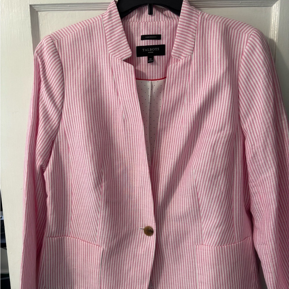 Talbots Pink and White Striped Jacket